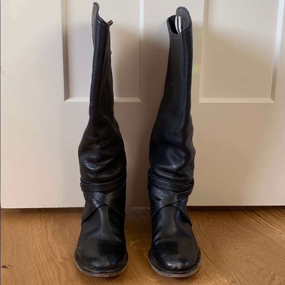 Massimo Dutti tall black leather boots
